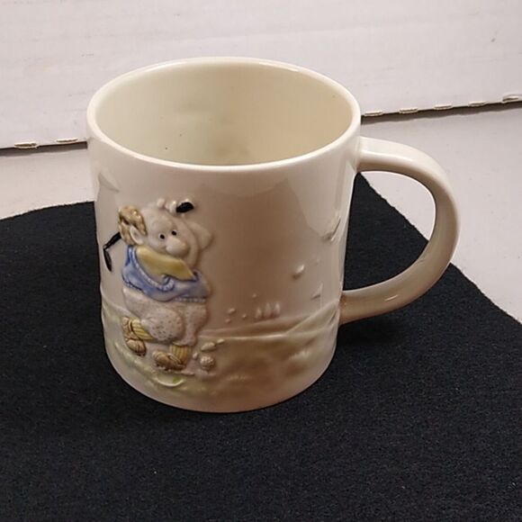 Golfer's ceramic Sand pit Mug Grandmacore Kitsch Cottagecore - Picture 1 of 6